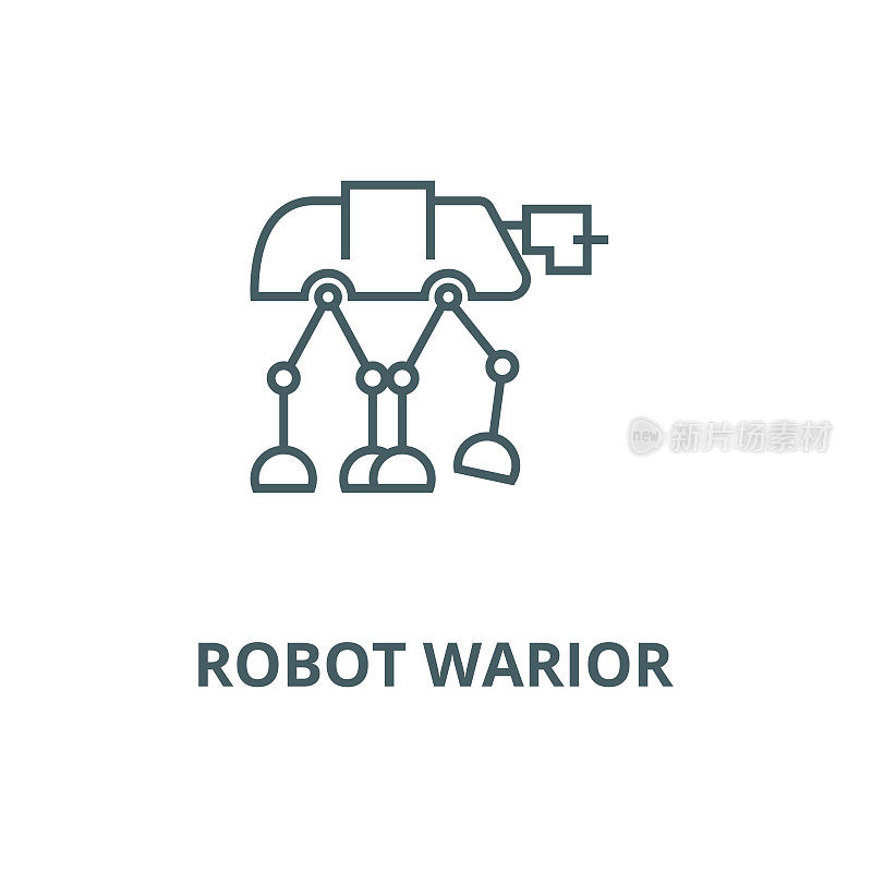 Robot warior, armored transport  vector line icon, linear concept, outline sign, symbol